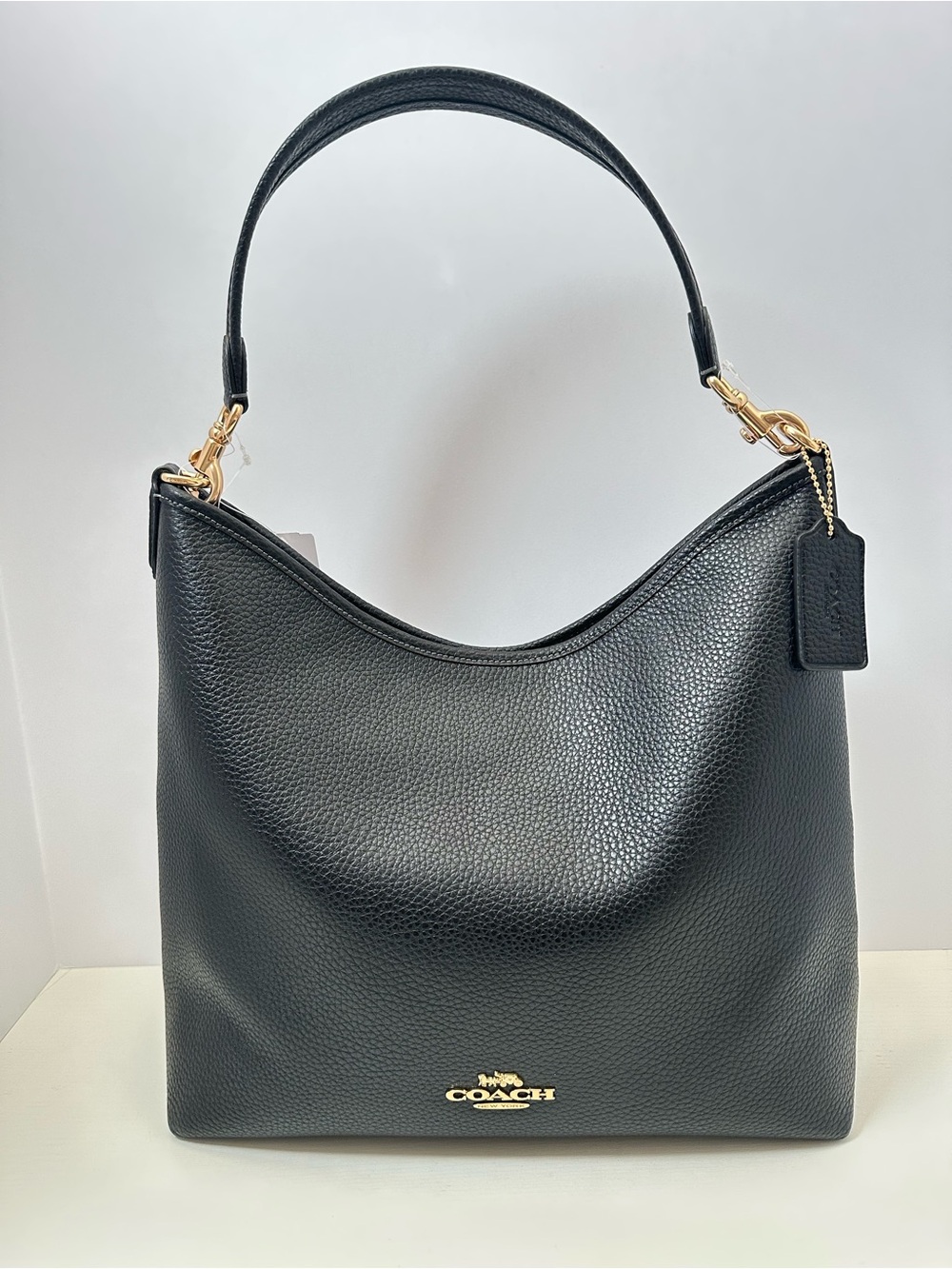 Coach Large Laurel Black Pebbled Leather with Gold Hardware
